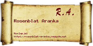 Rosenblat Aranka névjegykártya